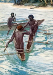 Gli isolani del Pacifico nelle loro canoe
